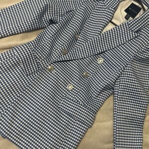 Blue and White Checked Blazer